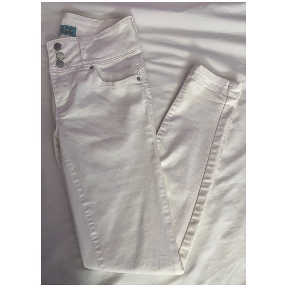 White Mid-Rise Skinny Jeans